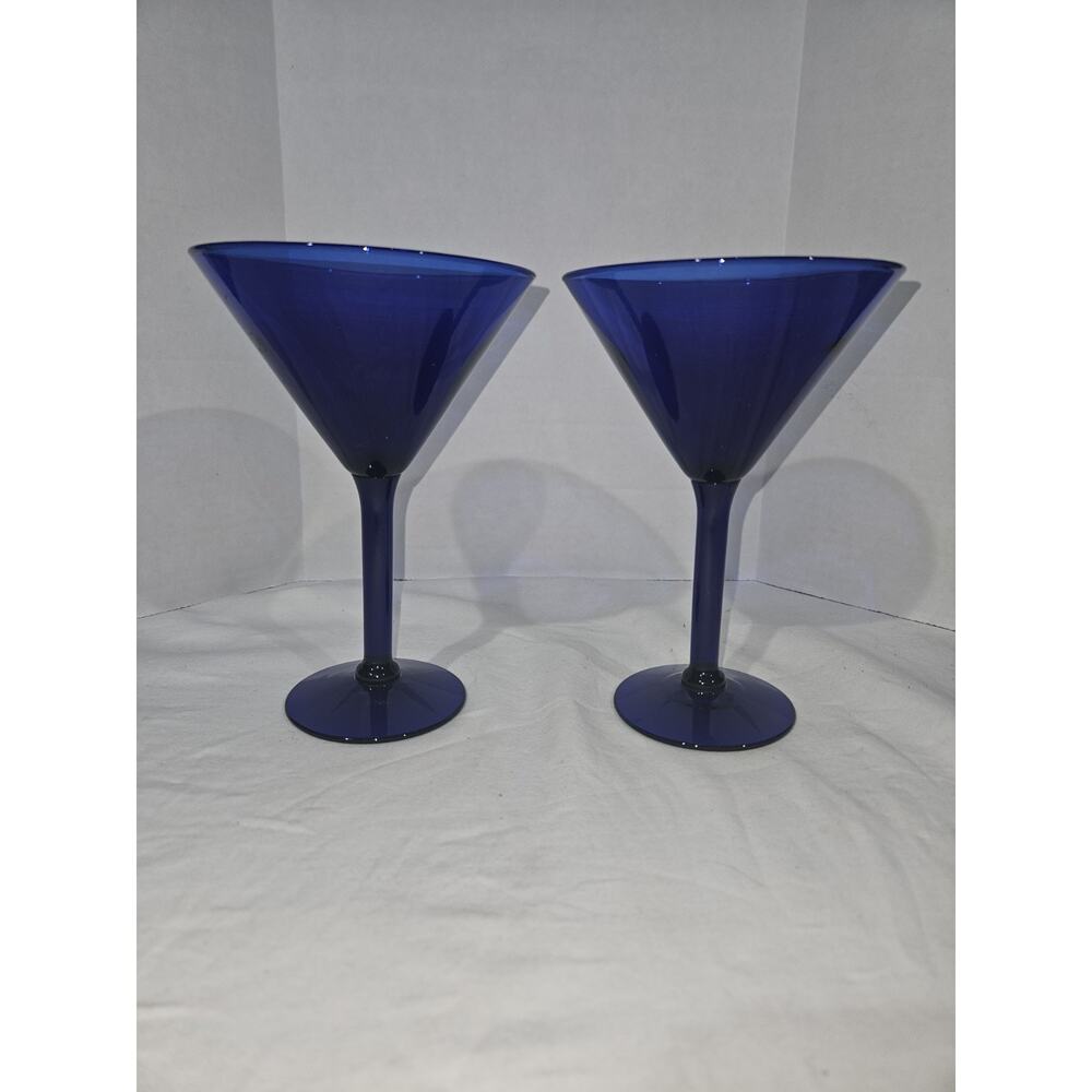 Pair of Cobalt Glass Martini Glasses 7" Height 5 " Diameter